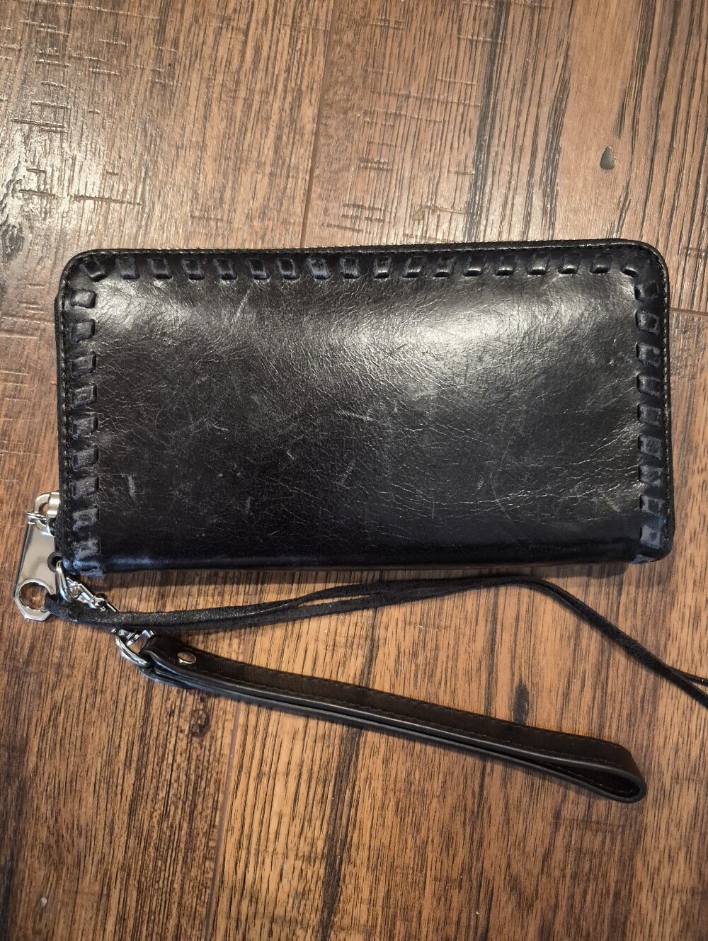 Rebecca Minkoff Black Leather Zip Around Wallet Wristlet